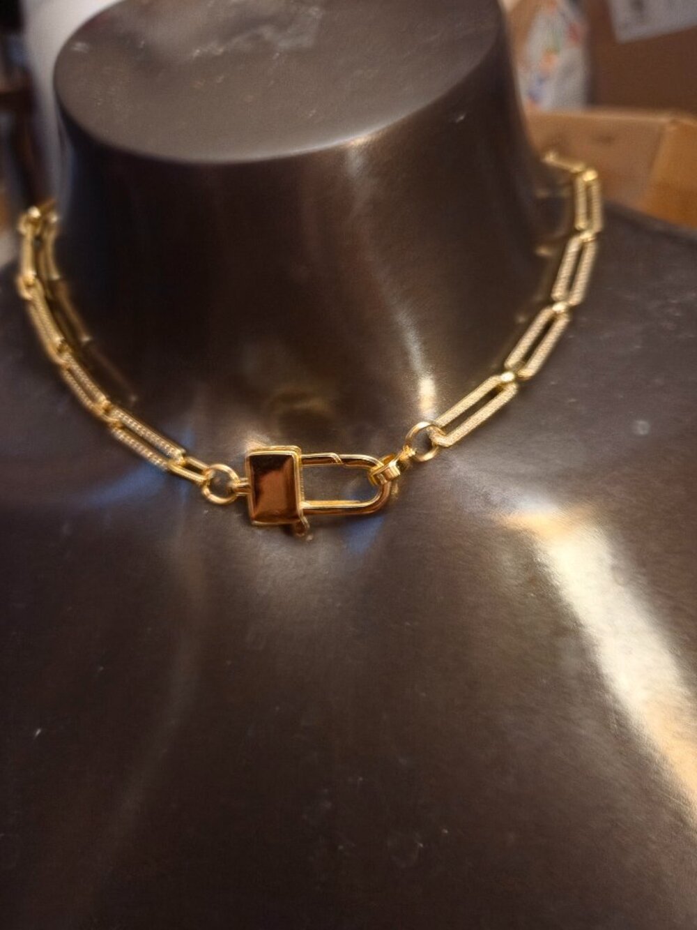 Vintage Choker type Necklace Paperclip type Rhinestones STUNNING!!
